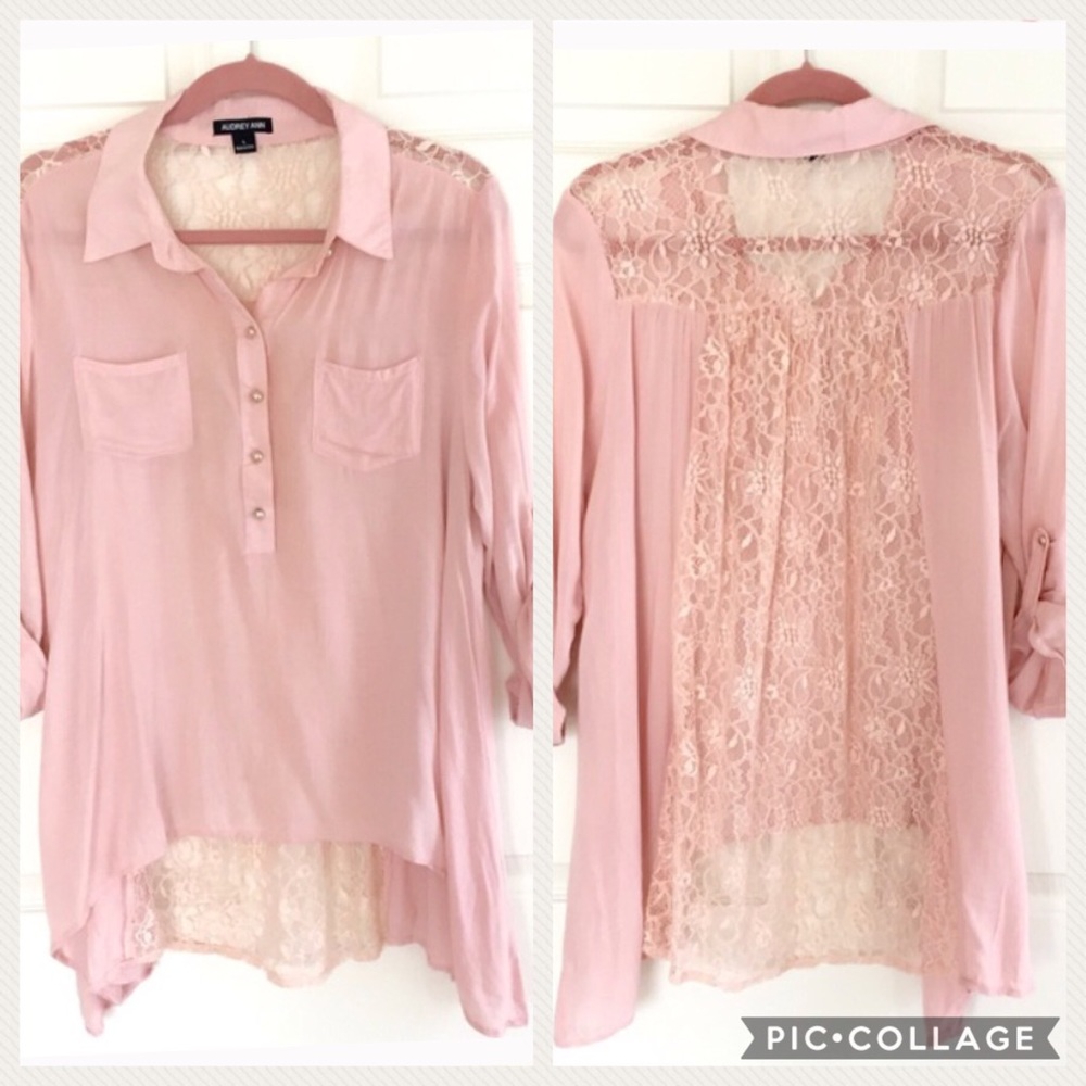 Full Lace Back High-Low Blouse